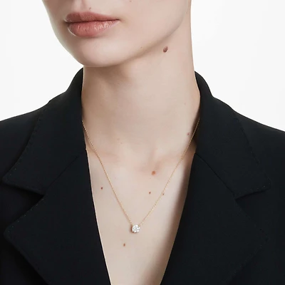 Eternity solitaire pendant, Lab-grown diamonds 1 ct tw, Round shape, 14K yellow gold