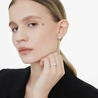 Eternity solitaire stud earrings, Lab-grown diamonds 1 ct tw, Round shape, 14K white gold