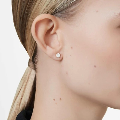 Eternity solitaire stud earrings, Lab-grown diamonds 1 ct tw, Round shape