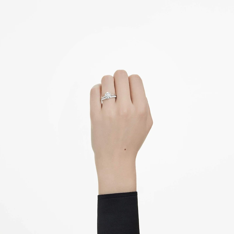 Eternity solitaire ring, Lab-grown diamonds 1 ct tw, Round shape, 14K white gold