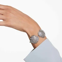 Idyllia bangle, Shell, White, Gold-tone plated by SWAROVSKI