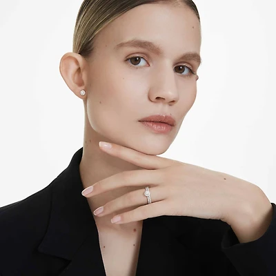 Eternity halo stud earrings, Lab-grown diamonds 0.45 ct tw, Round shape, Sterling silver