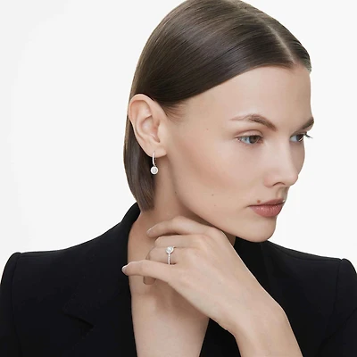 Eternity halo solitaire ring, Lab-grown diamonds 0.8 ct tw, Round shape, 14K white gold