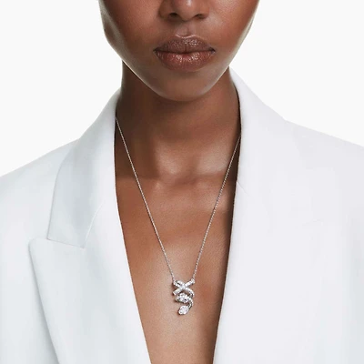 Hyperbola pendant, Mixed cuts, White, Rhodium plated