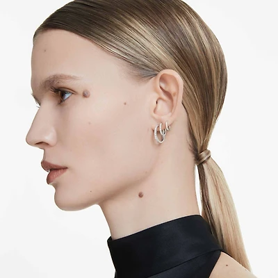 Eternity hoop earrings, Lab-grown diamonds 0.1 ct tw, Round shape, Small, 14K white gold