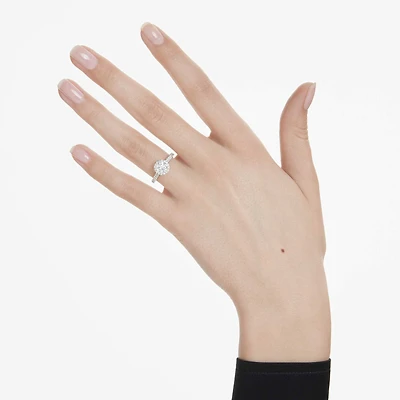 Eternity halo solitaire ring, Lab-grown diamonds 1.33 ct tw, Round shape, 14K white gold