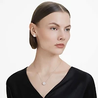 Eternity halo stud earrings, Lab-grown diamonds 2 ct tw, Round shape, 14K white gold by SWAROVSKI