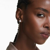 Dextera stud earrings, Round cut, Sphere, White, Rhodium plated by SWAROVSKI