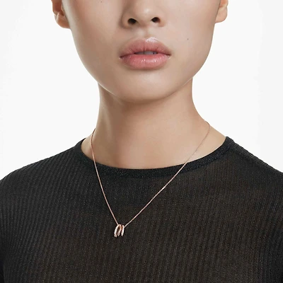 Hyperbola pendant, Mixed cuts, White, 18K rose gold finish