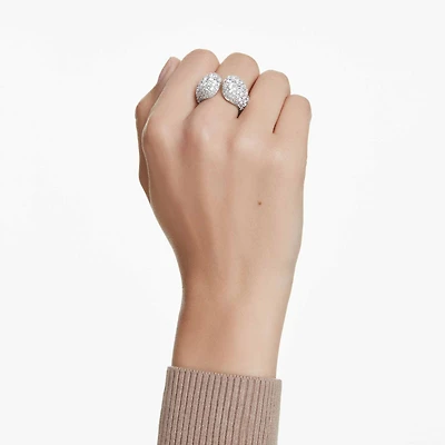 Sublima cocktail ring, Round cut, White, Rhodium plated
