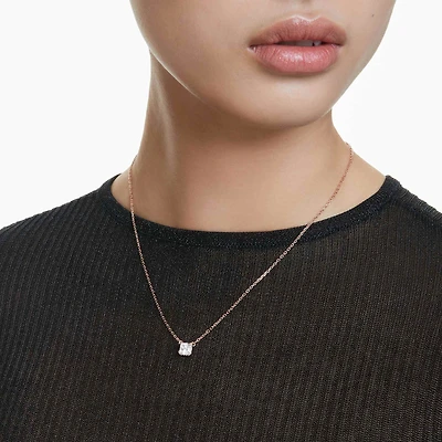 Stilla Attract pendant, Square cut, White, Rose gold-tone plated