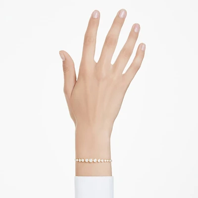 Imber bracelet, Mixed round cuts, White, 18K gold finish