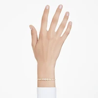 Imber bracelet, Mixed round cuts, White, 18K gold finish