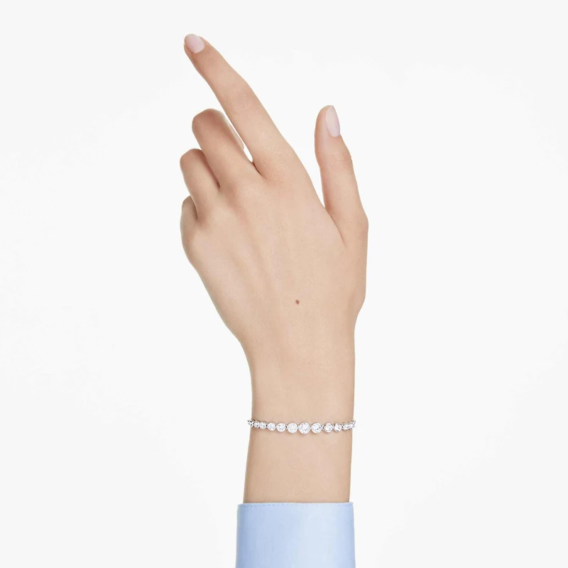 Imber bracelet, Mixed round cuts, White, Rhodium plated by SWAROVSKI