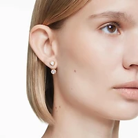 Imber earring jackets, Asymmetrical design, Mixed cuts, White, 18K gold finish