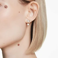 Imber earring jackets, Asymmetrical design, Mixed cuts, White, 18K gold finish