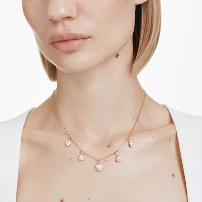 Imber necklace, Mixed cuts, White, 18K gold finish