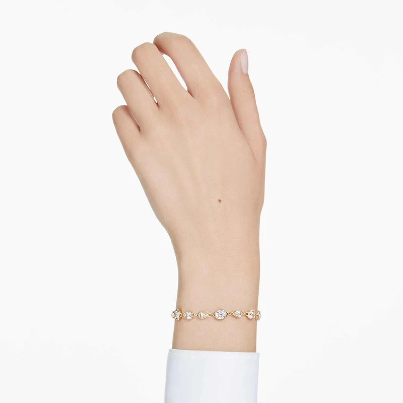 Imber bracelet, Mixed cuts, White, Gold-tone plated by SWAROVSKI