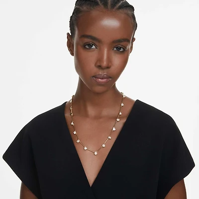 Imber necklace, Magnetic closure, Mixed cuts, White, Gold-tone plated
