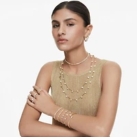Imber necklace, Magnetic closure, Mixed cuts, White, 18K gold finish