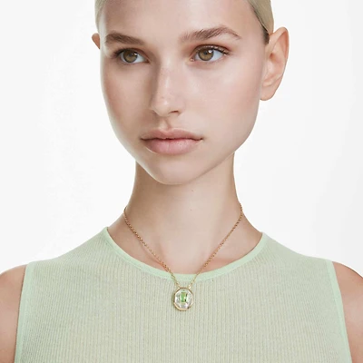 Chroma pendant, Octagon cut, Green, 18K gold finish