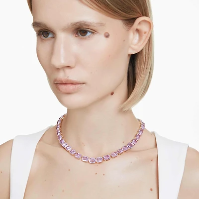 Millenia necklace, Octagon cut, Purple, 18K gold finish