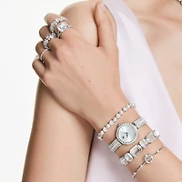 Millenia bracelet, Octagon cut, White, Rhodium plated by SWAROVSKI