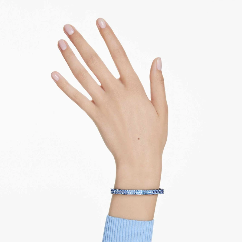 Matrix bangle, Baguette cut, Octagon shape, Blue, Ruthenium plated by SWAROVSKI