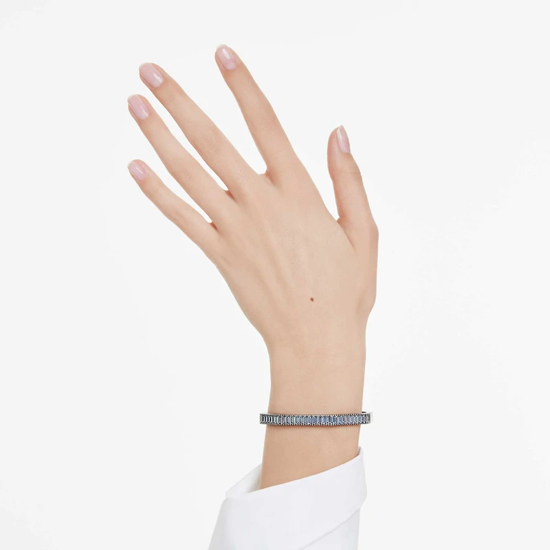 Matrix bangle, Baguette cut, Octagon shape, Blue, Ruthenium plated by SWAROVSKI
