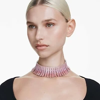 Matrix choker, Baguette cut, Pink, Rhodium plated by SWAROVSKI