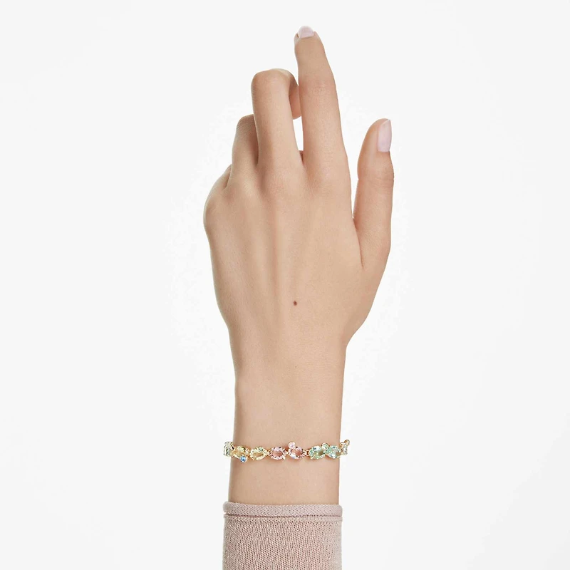 Gema bracelet, Mixed cuts, Multicoloured, 18K gold finish