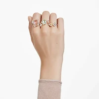 Gema ring, Set (3), Mixed cuts, Multicoloured, Gold-tone plated by SWAROVSKI