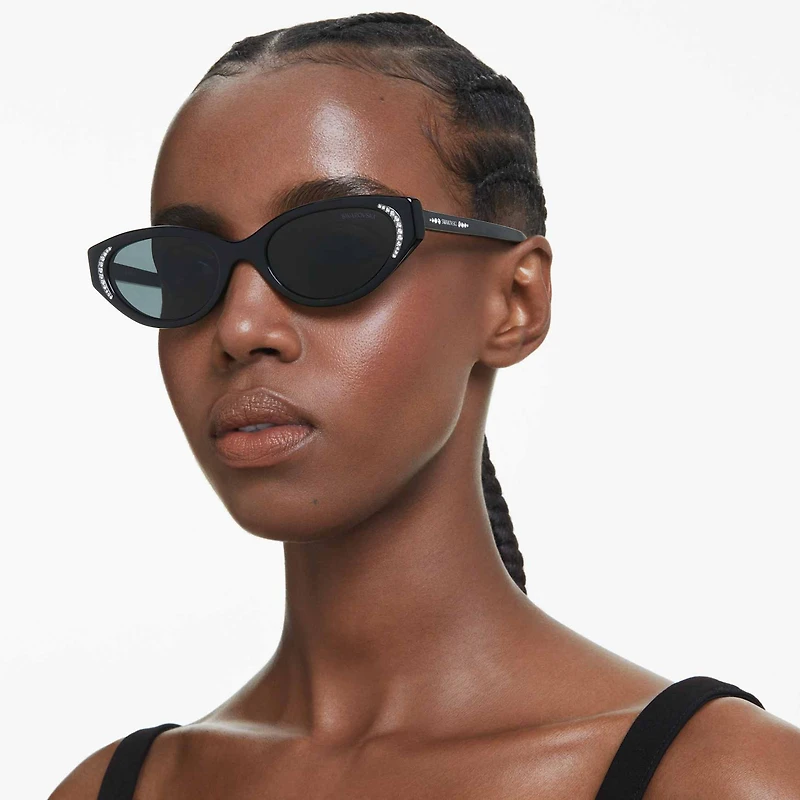 Sunglasses, Cat-eye shape, SK6030, Black by SWAROVSKI