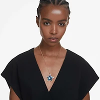 Idyllia SCS pendant, Starfish, Blue, Gold-tone plated by SWAROVSKI