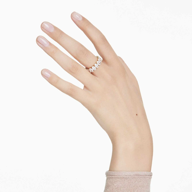 Matrix ring, Oval cut, White, 18K gold finish