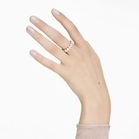 Matrix ring, Oval cut, White, 18K gold finish