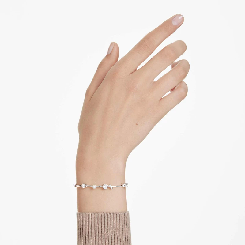 Constella bracelet, Crystal pearl, Round cuts, White