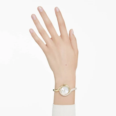 Dextera asymmetric watch, Swiss Made, Metal bracelet, Gold tone, Gold-tone finish