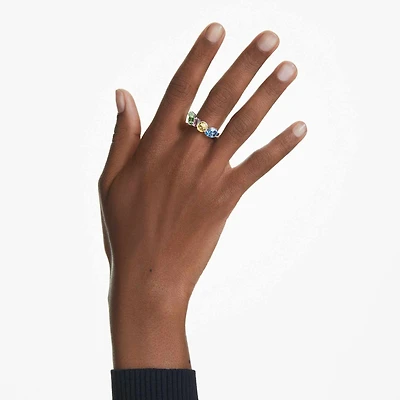 Gema ring, Mixed cuts, Multicolored, Rhodium plated