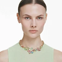Idyllia necklace, Mixed cuts, Flower, Multicoloured, 18K gold finish