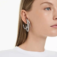 The Vienna Collection ear cuff set (3), Feather, White, Ruthenium plated by SWAROVSKI