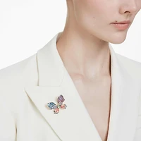 Idyllia pendant and brooch, Mixed cuts, Pavé, Butterfly, Multicoloured, 18K gold finish