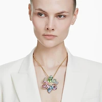 Idyllia pendant and brooch, Mixed cuts, Pavé, Flower, Multicolored, Gold-tone plated by SWAROVSKI