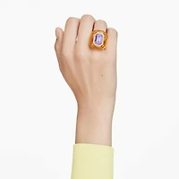 Dulcis cocktail ring, Cushion cut, Pavé, Yellow by SWAROVSKI