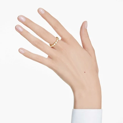 Imber ring, Round cut, White, Gold-tone plated