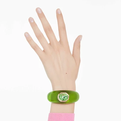 Dulcis cuff, Octagon cut, Green, 18K gold finish