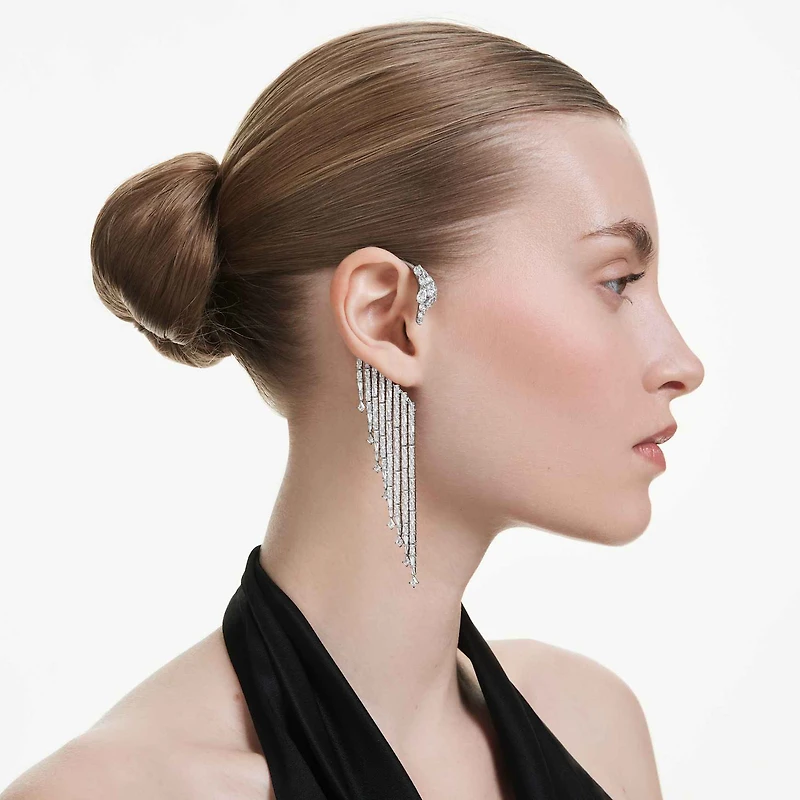 The Vienna Collection ear cuffs, Swan, White, Ruthenium plated by SWAROVSKI