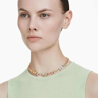 Gema Tennis necklace, Mixed cuts, Multicoloured, Gold-tone plated by SWAROVSKI