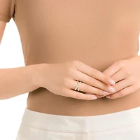 Delta ring, Round cut, White, 18K rose gold finish