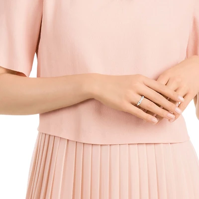 Infinity ring, Round cut, White, Rhodium plated